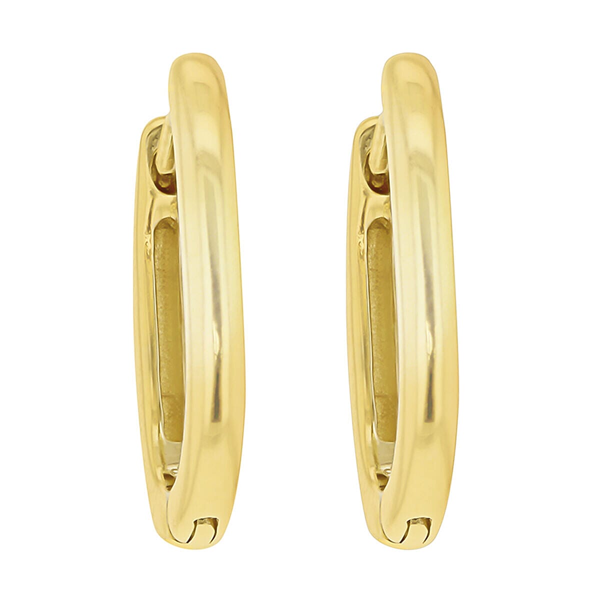 9K Yellow Gold 10.5mm x 13.5mm Rectangular Hoop Creole Earrings 7338097 2