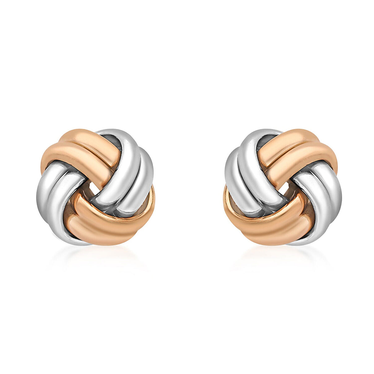 9K Two Colour Gold 9mm Knot Stud Earrings 7341456 0