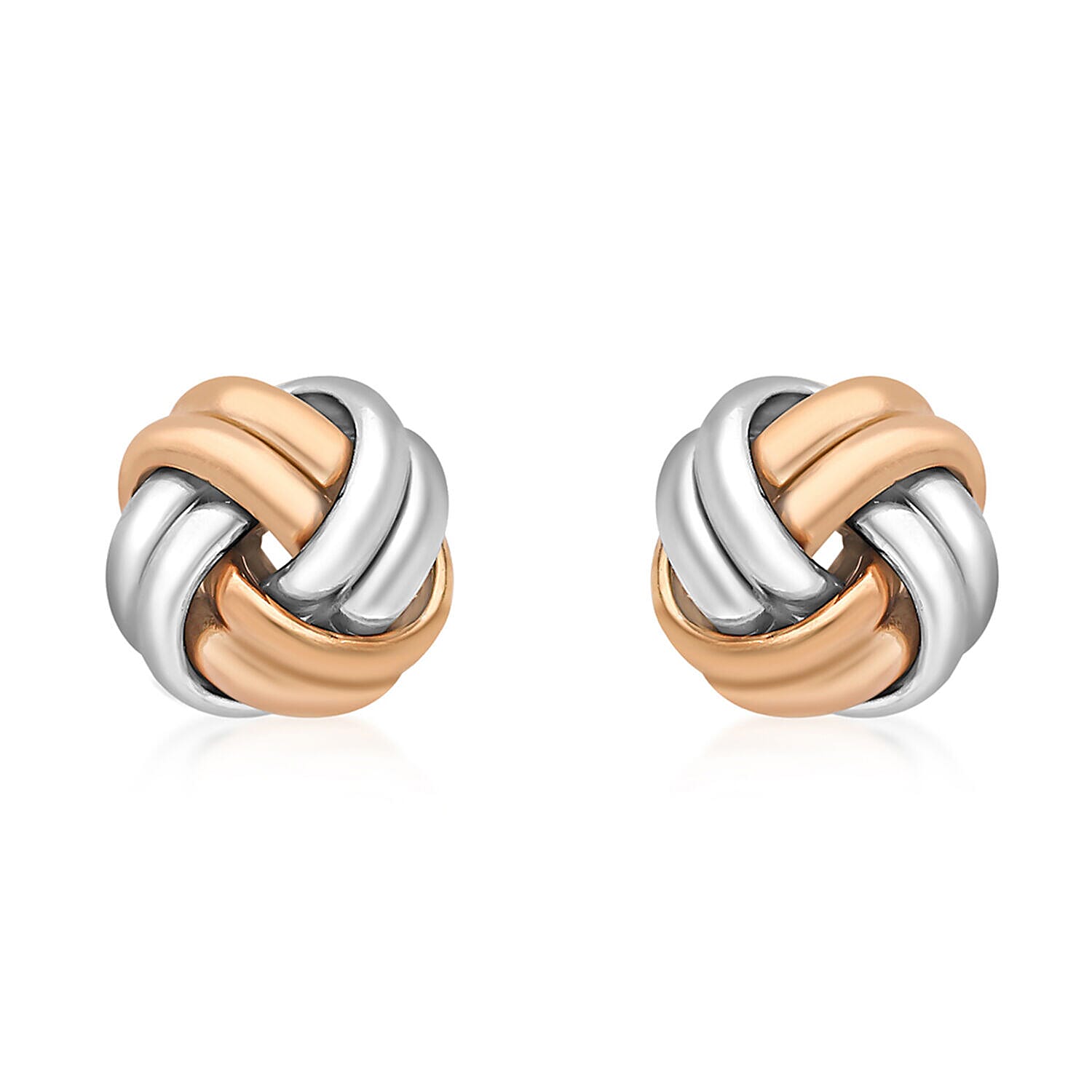9K Two Colour Gold 9mm Knot Stud Earrings 7341456 0