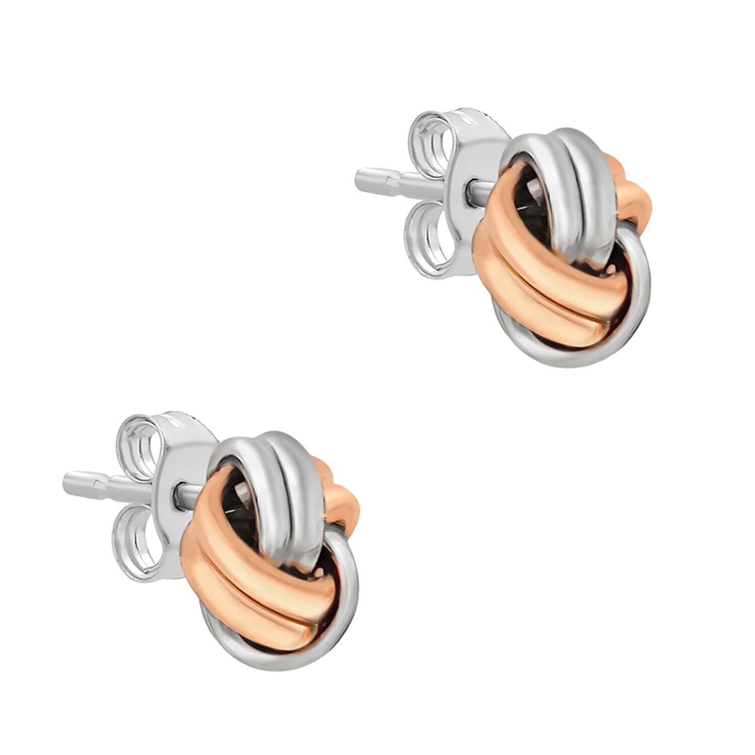 9K Two Colour Gold 9mm Knot Stud Earrings 7341456 1