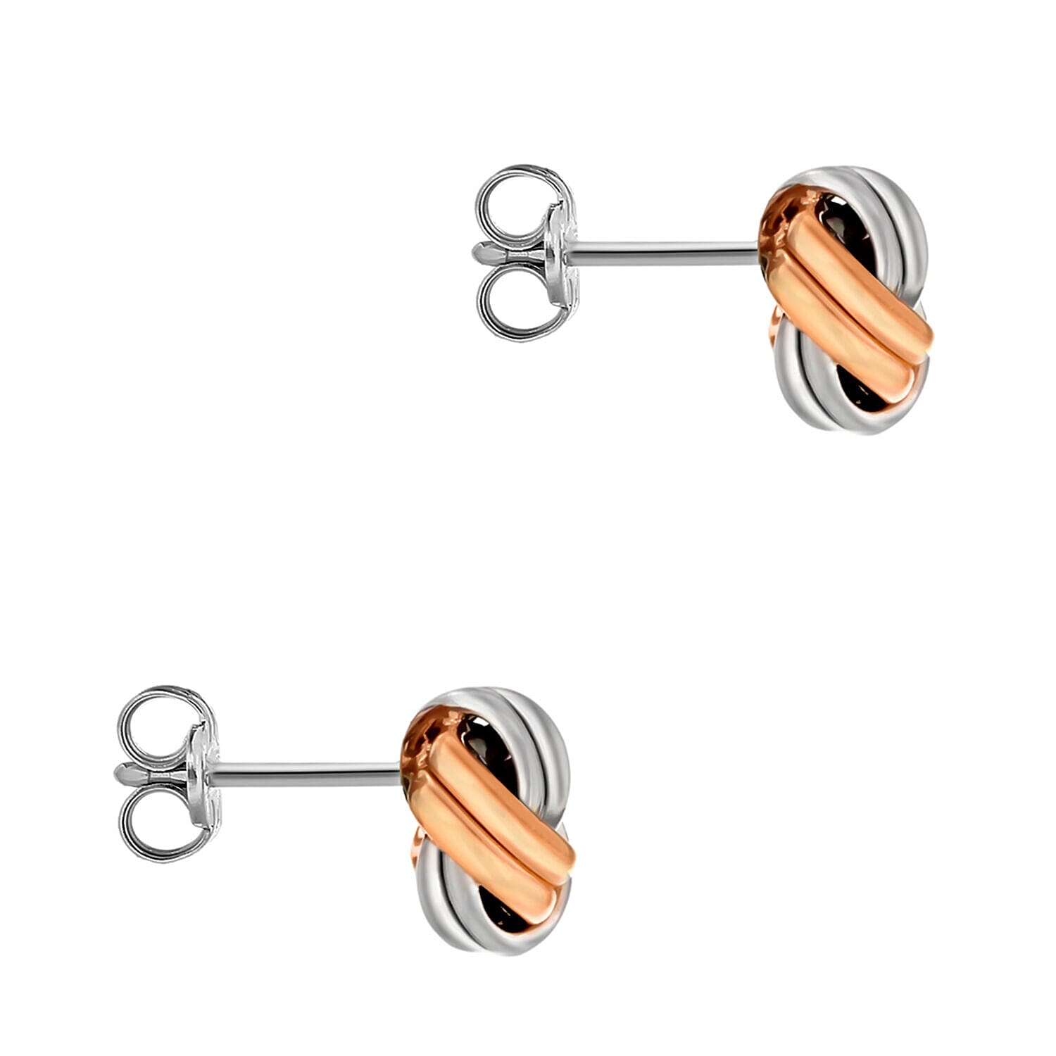 9K Two Colour Gold 9mm Knot Stud Earrings 7341456 2