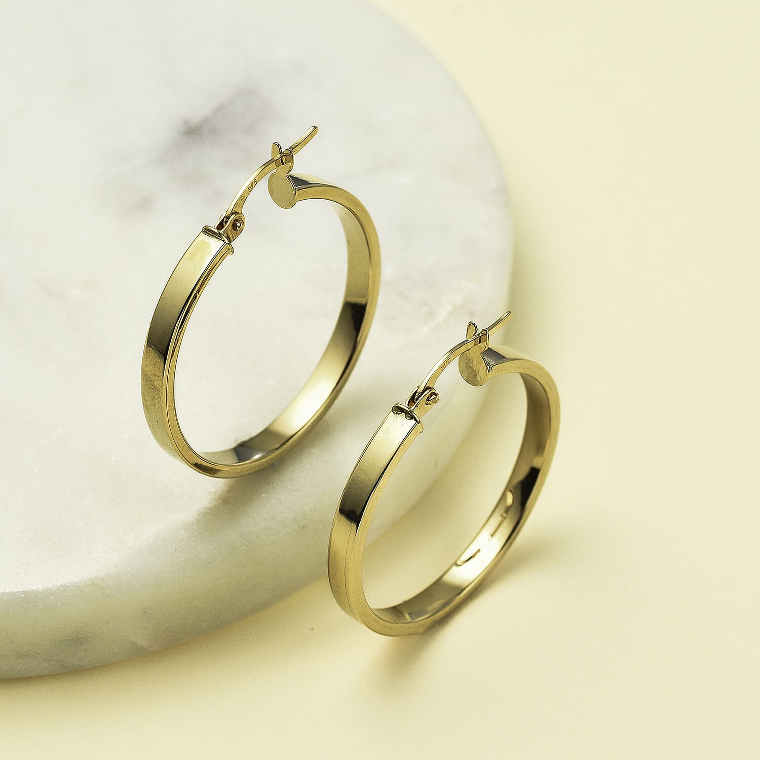 One Time Close Out- 9K Yellow Gold  Hoop Earrings 7756942 1