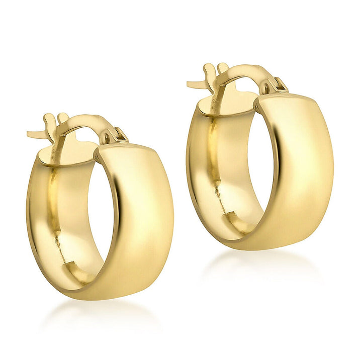 9K Yellow Gold 6mm Band 14mm Hoop Creole Earrings 7337573 1