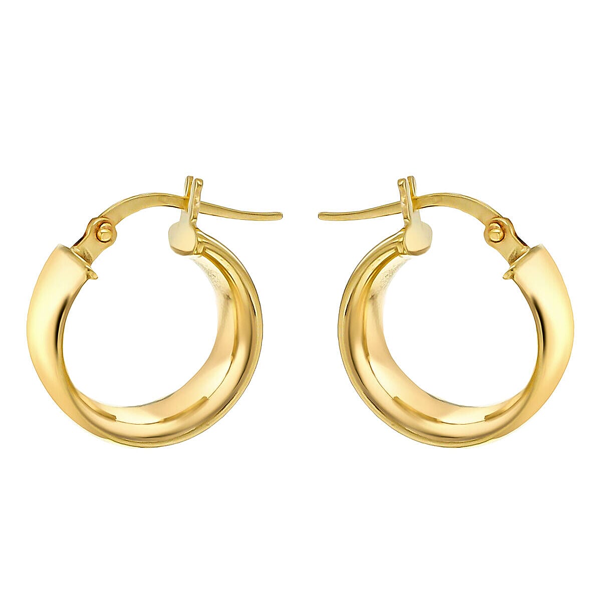 9K Yellow Gold 6mm Band 14mm Hoop Creole Earrings 7337573 1