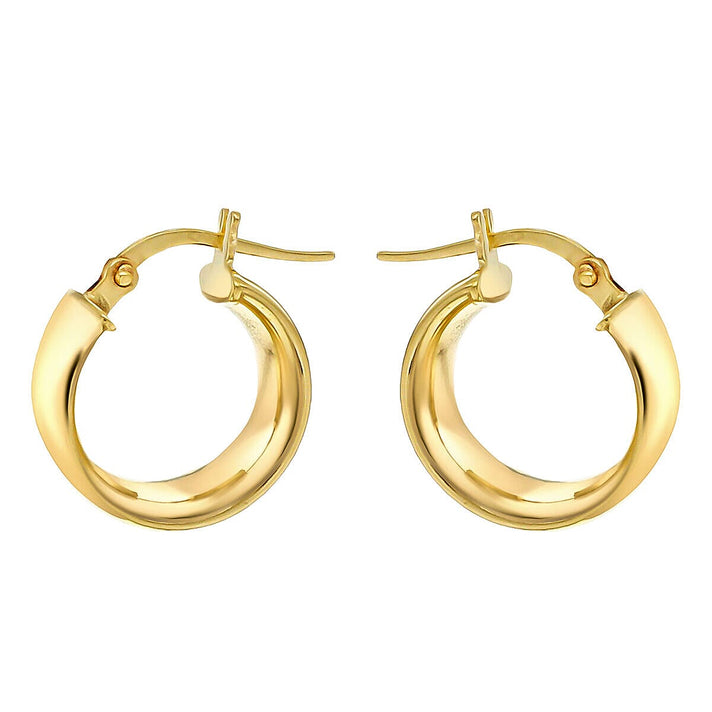 9K Yellow Gold 6mm Band 14mm Hoop Creole Earrings 7337573 2