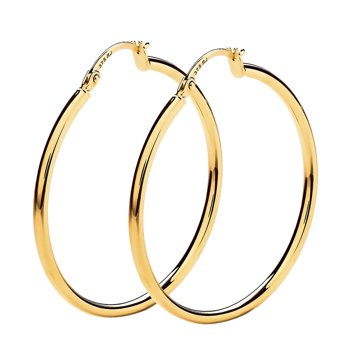 9K Yellow Gold Shiny Hoop Earrings 7663185 0