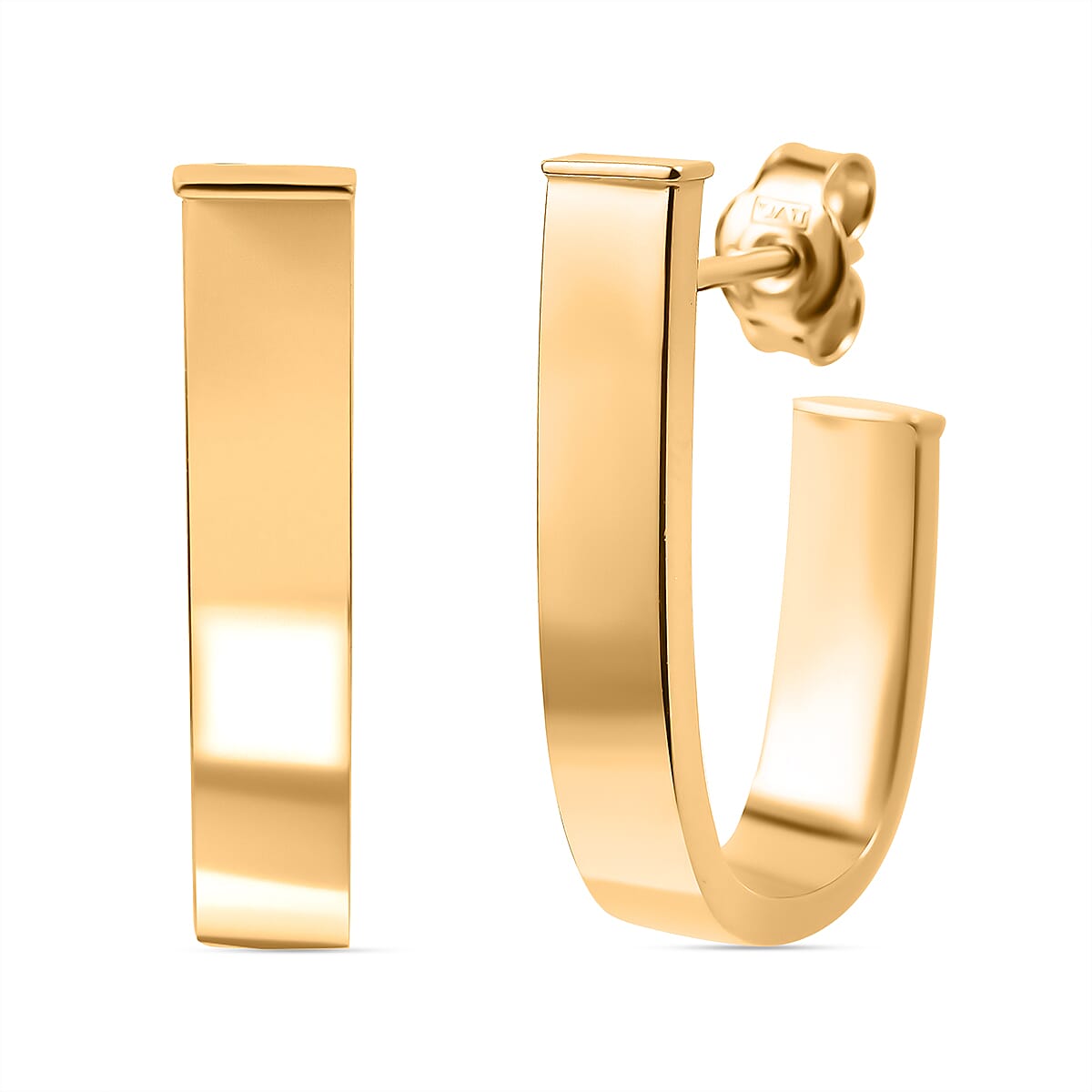9K Yellow Gold J-Hoop Earrings with Push Post Setting 7819491 0