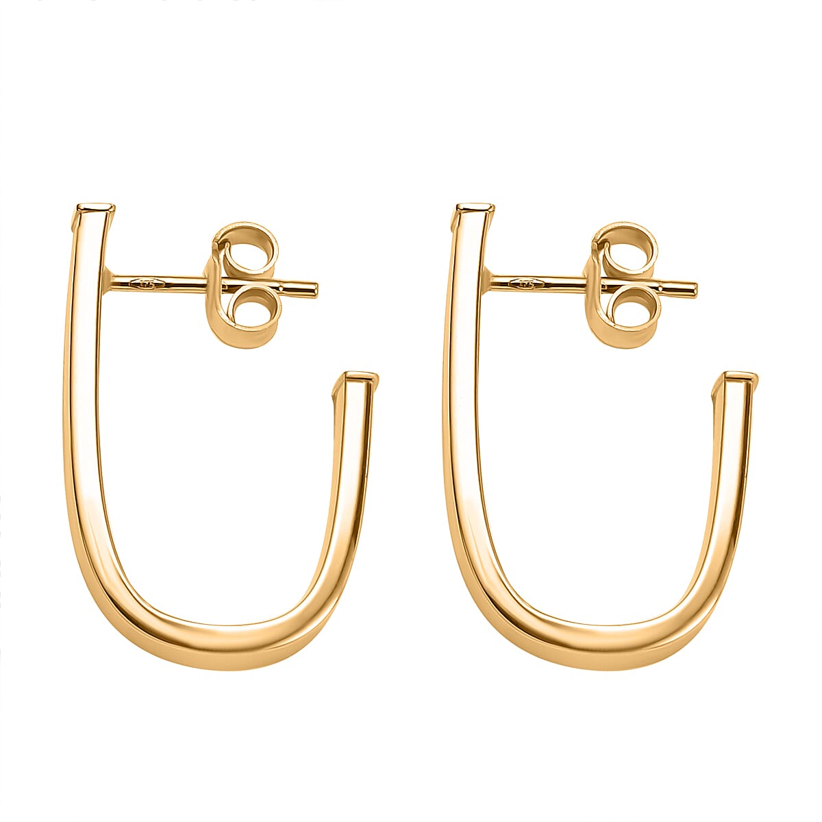 9K Yellow Gold J-Hoop Earrings with Push Post Setting 7819491 4