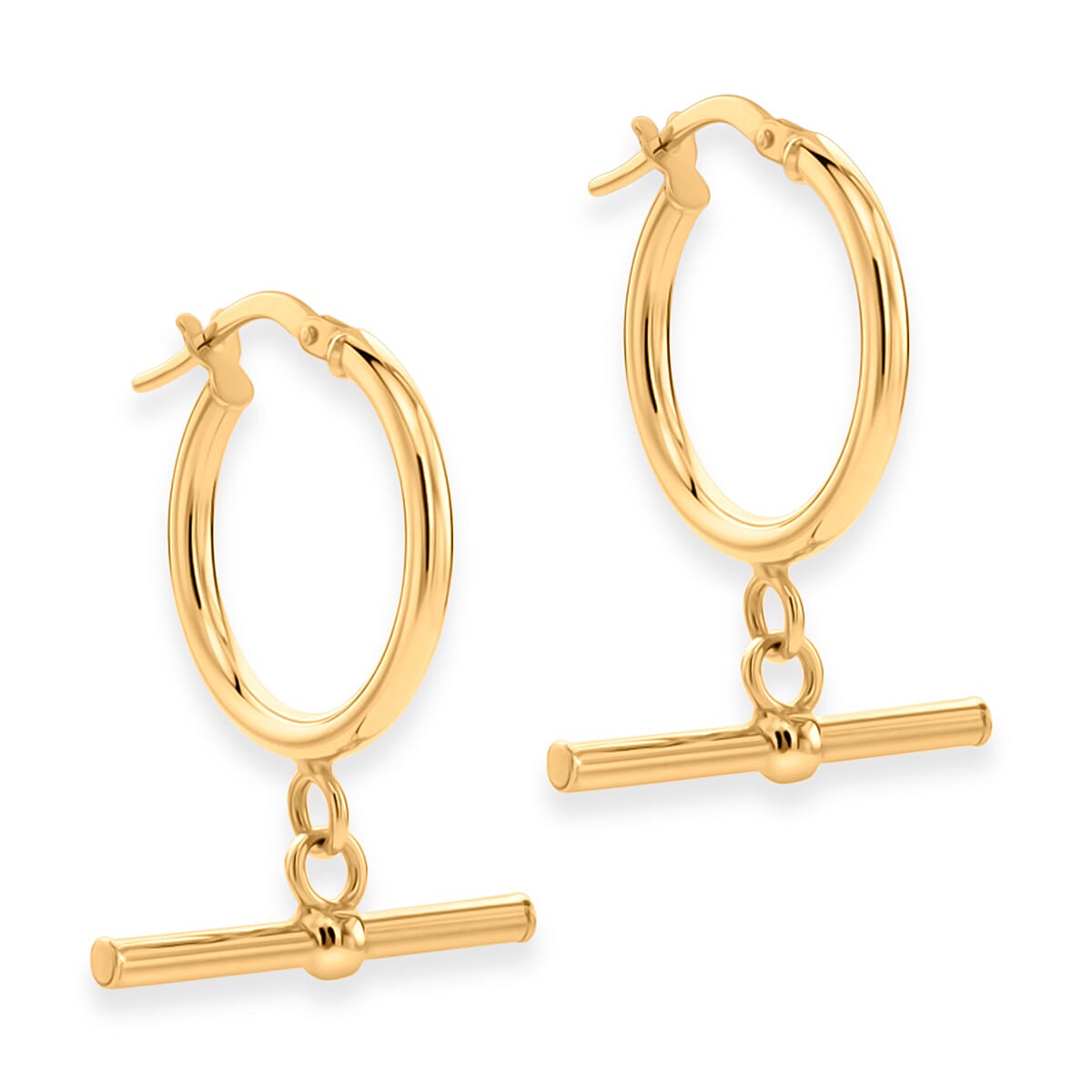 9K Yellow Gold Creole T-Bar Earring with Clasp 8356193 0