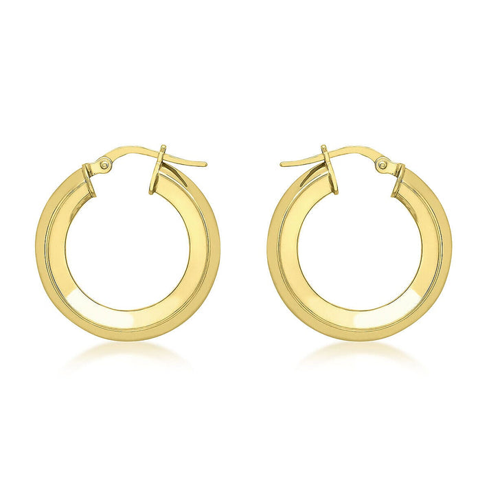 9K Yellow Gold 4mm Square Tube 22mm Creole Earrings 7337315 1