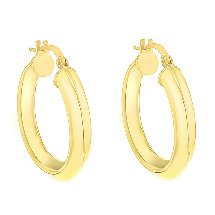 9K Yellow Gold 4mm Square Tube 22mm Creole Earrings 7337315 2