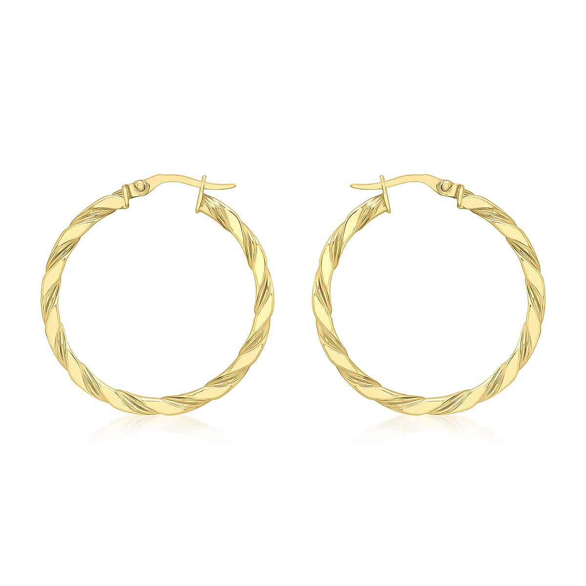9K Yellow Gold 30mm Twist Hoop Creole Earrings 7337335 0
