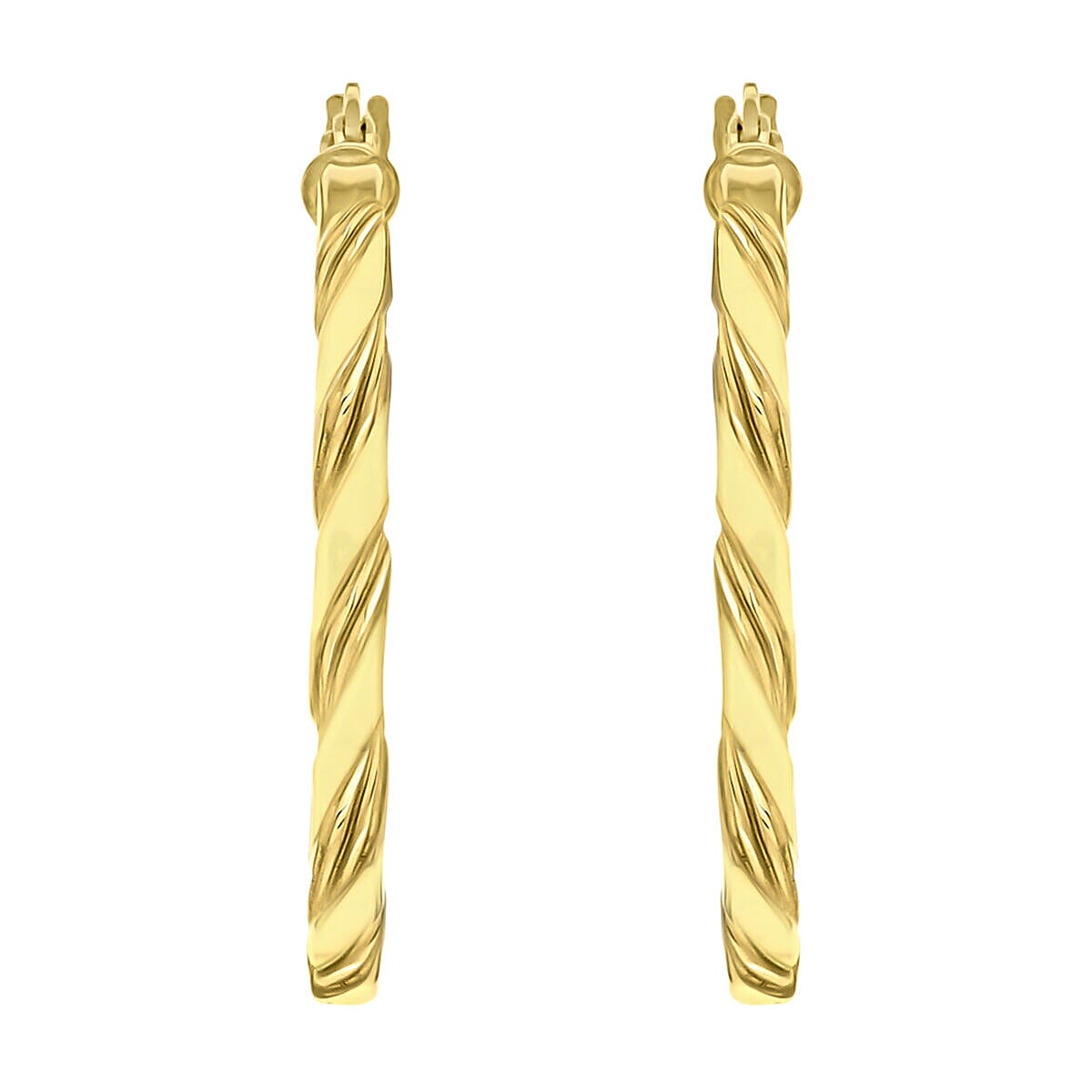 9K Yellow Gold 30mm Twist Hoop Creole Earrings 7337335 2