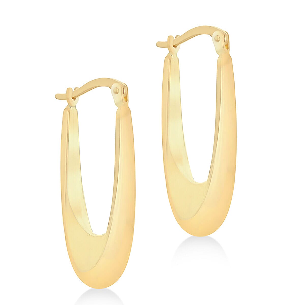 9K Yellow Gold 6mm x 28mm Elongated Drop Hoop Earrings 7337754 0