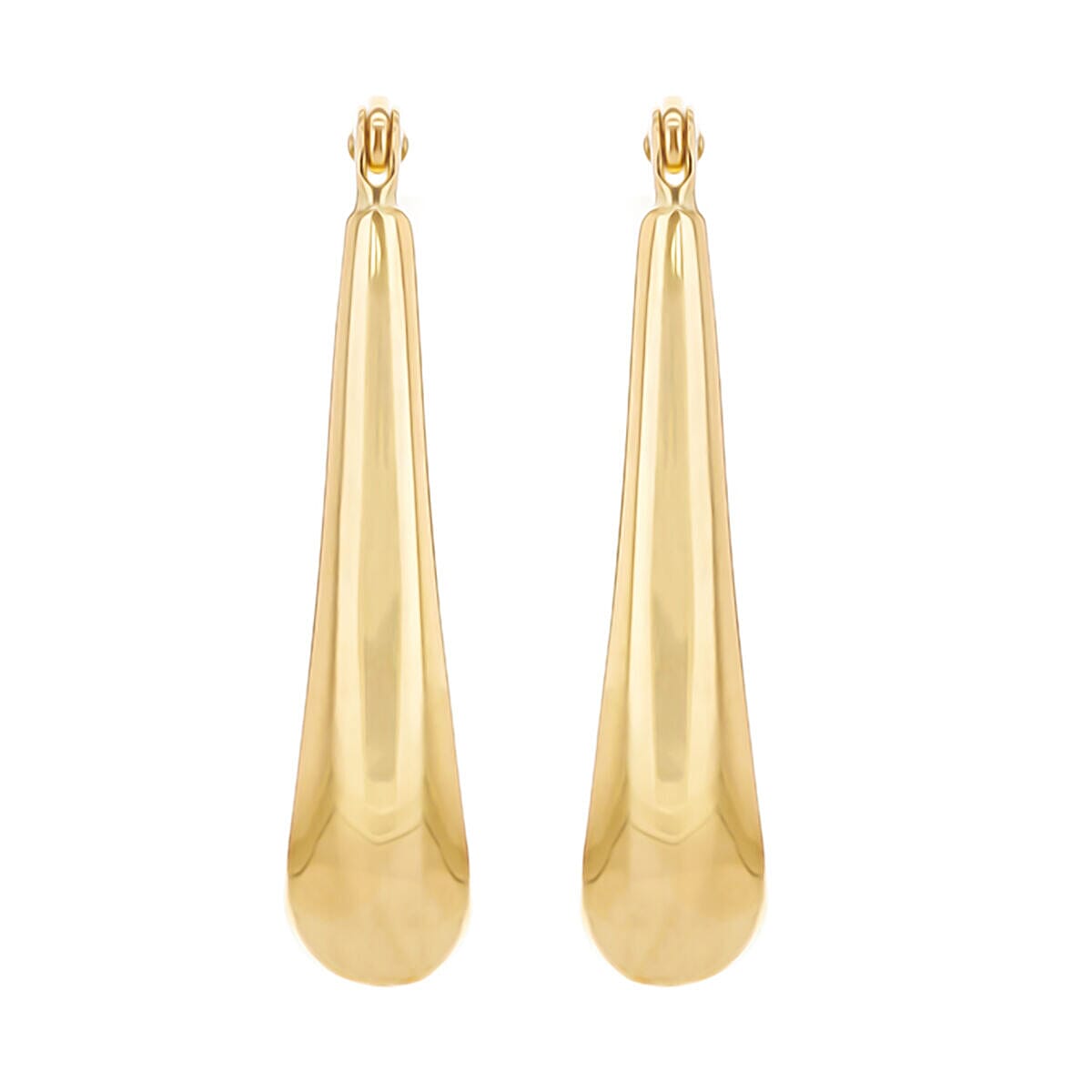 9K Yellow Gold 6mm x 28mm Elongated Drop Hoop Earrings 7337754 2