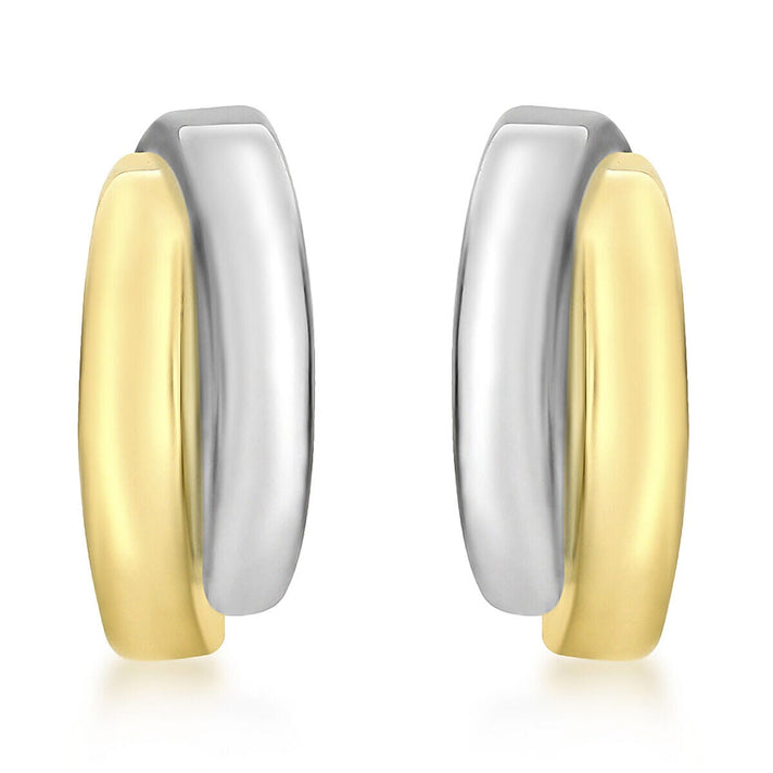 9K Two Colour Gold 6mm x 16mm Crossover Stud Earrings 7341441 1