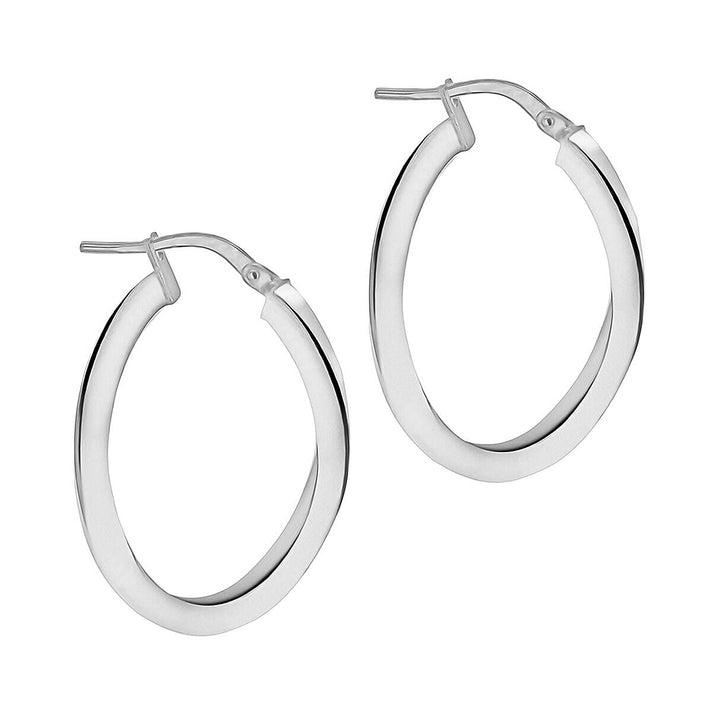 9K White Gold 20mm x 30mm Oval Wave Creole Earrings 7341812 2