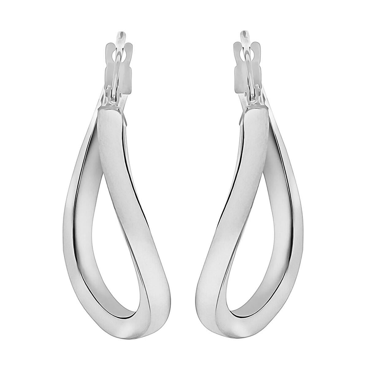 9K White Gold 20mm x 30mm Oval Wave Creole Earrings 7341812 2