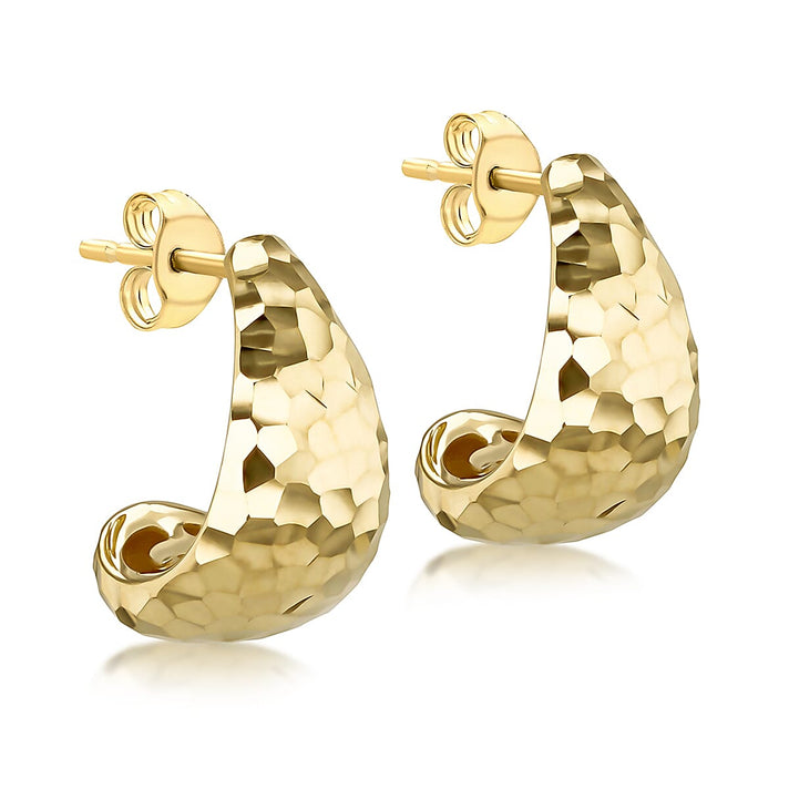 Diamond Cut J Shape Stud Earrings in 9K Yellow Gold 7567527 1