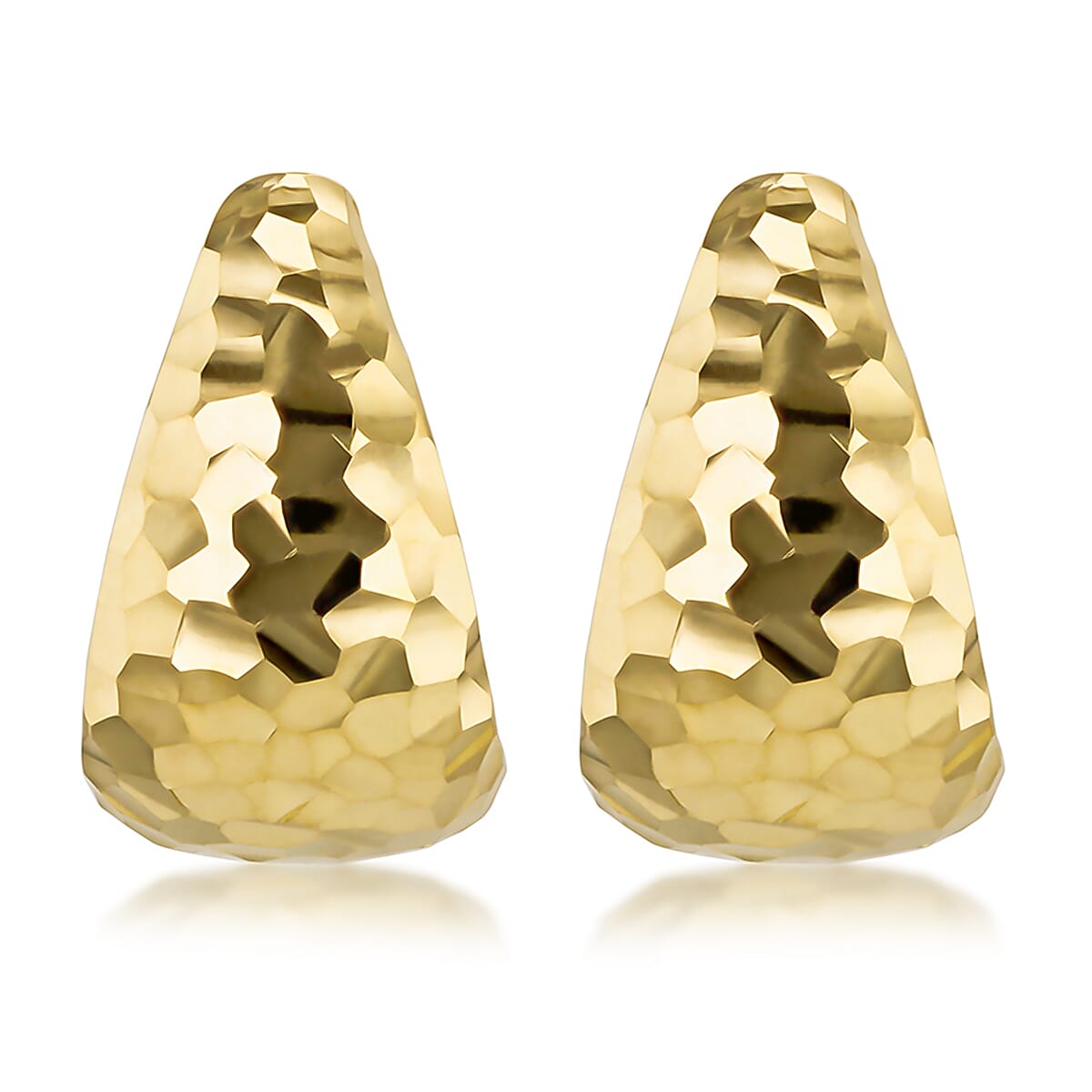 Diamond Cut J Shape Stud Earrings in 9K Yellow Gold 7567527 2