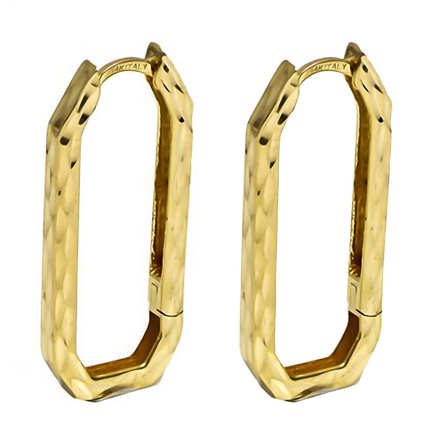 Maestro Collection - 9K Yellow Gold Octagonal Diamond-Cut Hoop Earrings 7792238 0
