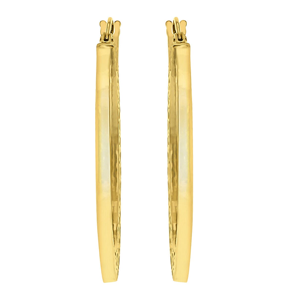 9K Yellow Gold 27.5mm Textured Creole Earrings 7337558 2