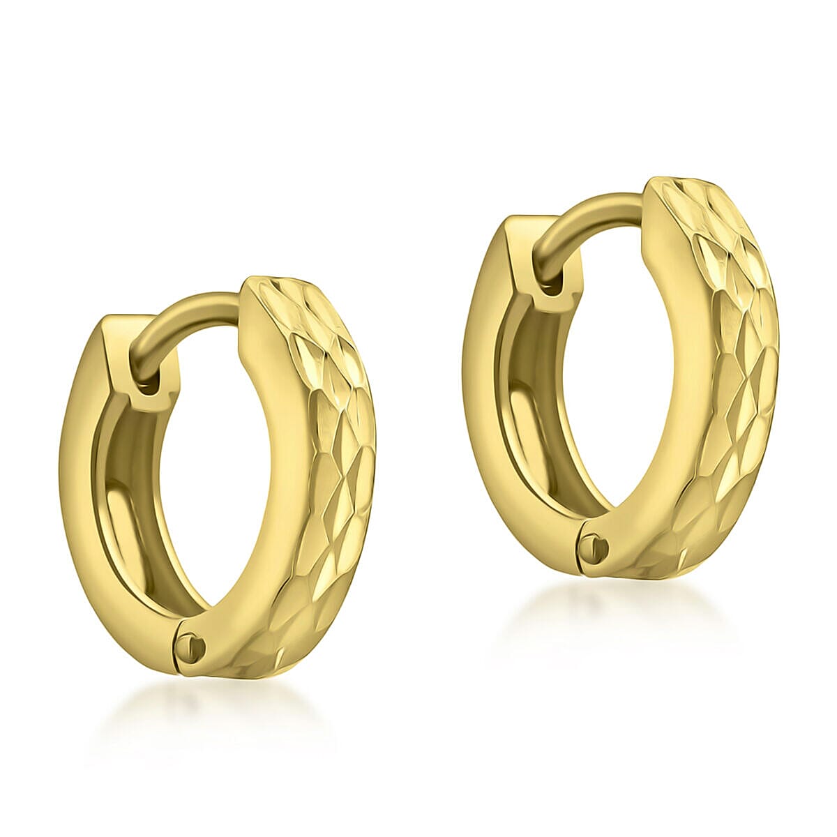 9K Yellow Gold 2.5mm Tube 12.5mm Diamond Cut Lever Back Hoop Earrings 7337578 0