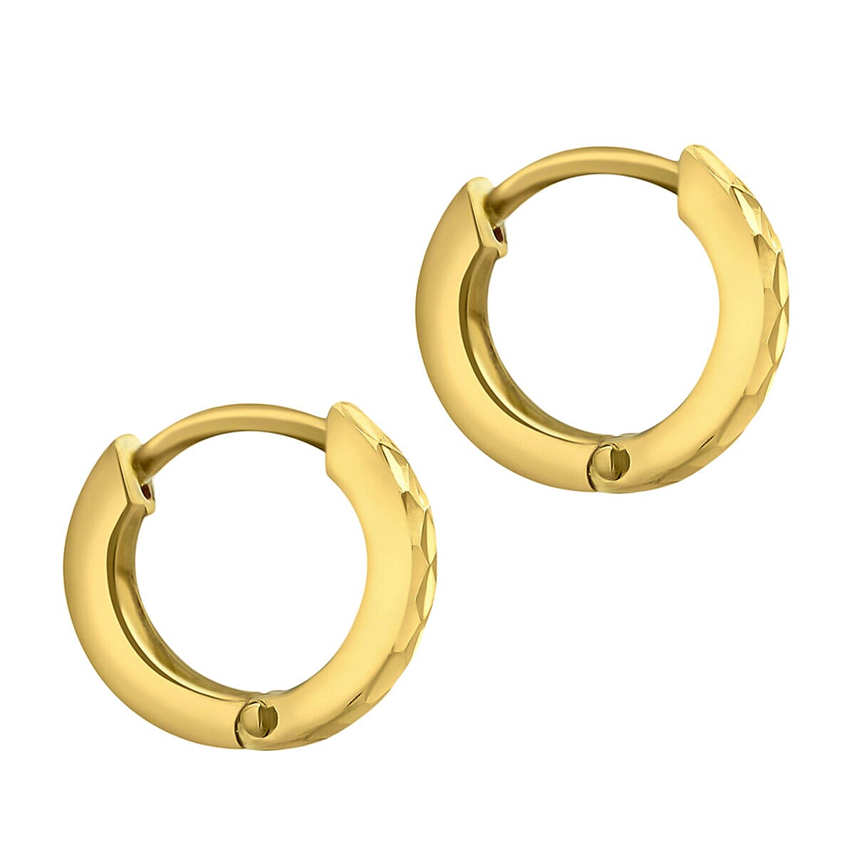 9K Yellow Gold 2.5mm Tube 12.5mm Diamond Cut Lever Back Hoop Earrings 7337578 1