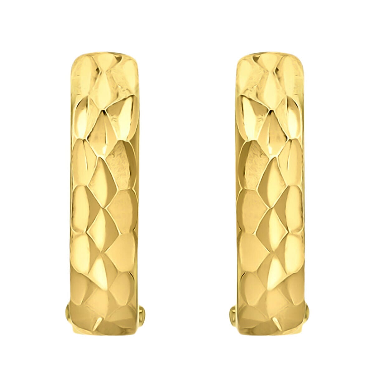 9K Yellow Gold 2.5mm Tube 12.5mm Diamond Cut Lever Back Hoop Earrings 7337578 2