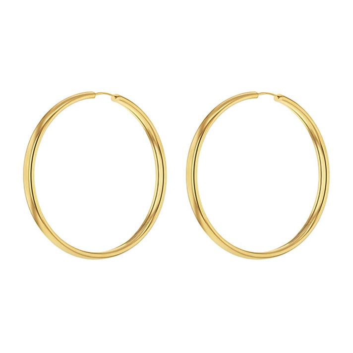 9K Yellow Gold 4mm Tube 25mm Hoop Earrings 7337630 2
