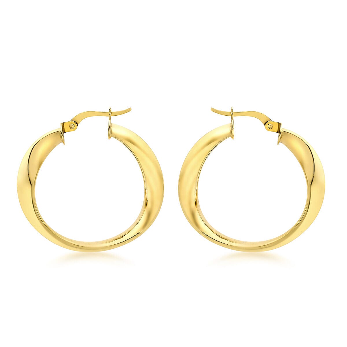 9K Yellow Gold 24mm Wave Creole Earrings 7337863 0