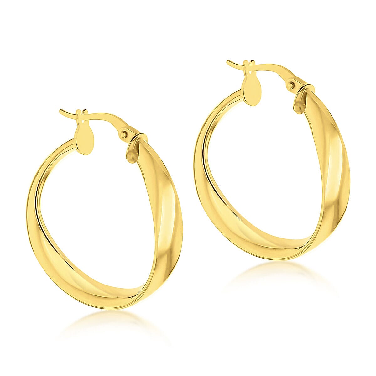 9K Yellow Gold 24mm Wave Creole Earrings 7337863 1