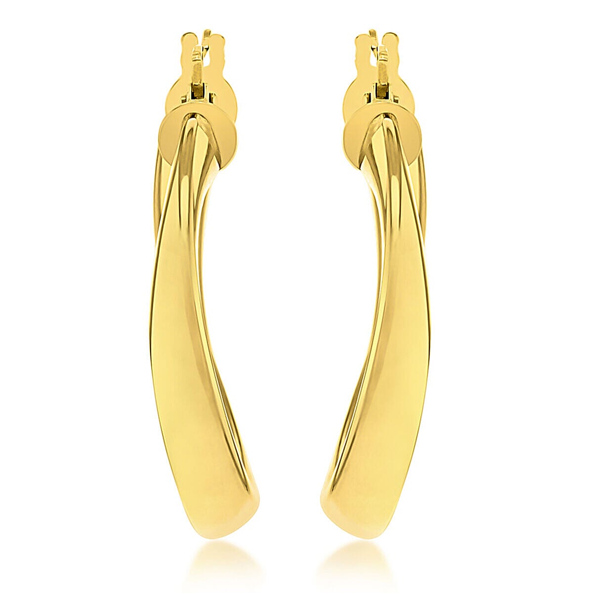 9K Yellow Gold 24mm Wave Creole Earrings 7337863 2