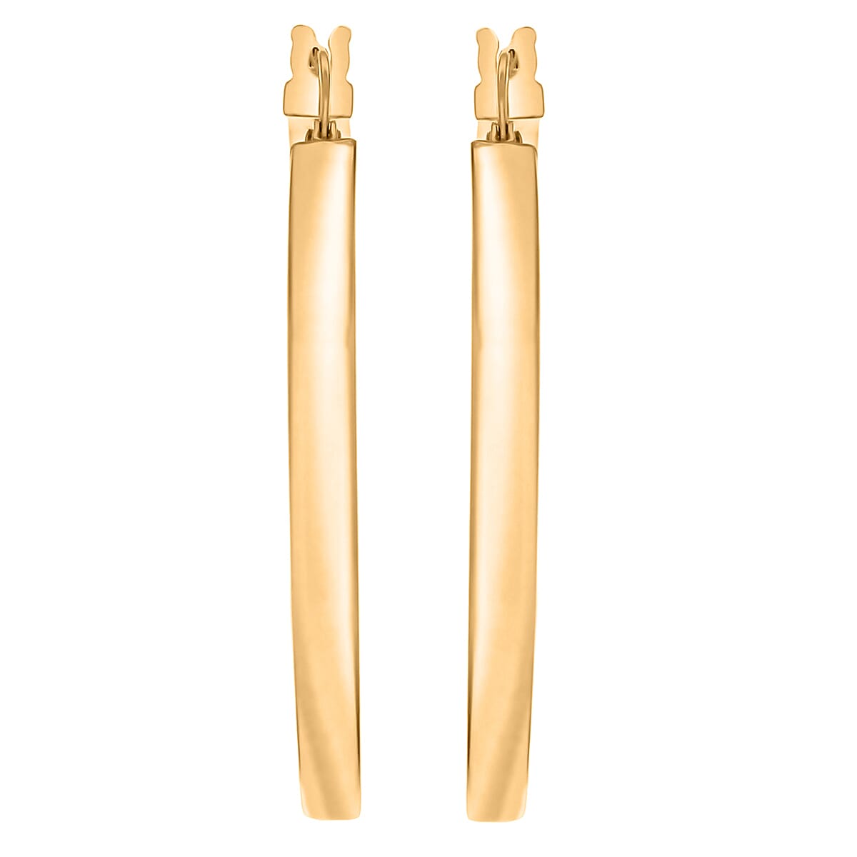 9K Yellow Gold 3mm Rectangular Tube 30mm Polished Hoop Creole Earrings 7337866 0