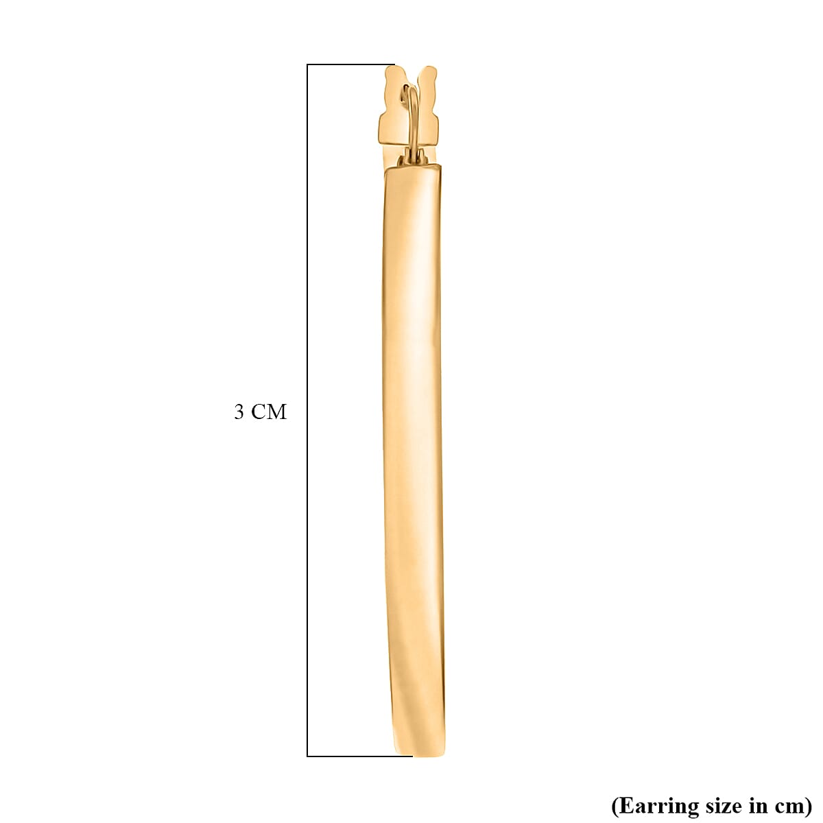 9K Yellow Gold 3mm Rectangular Tube 30mm Polished Hoop Creole Earrings 7337866 4
