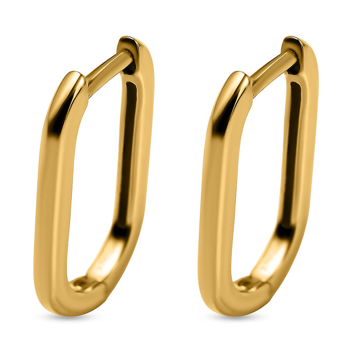 9K Yellow Gold 10.5mm x 17mm Rectangular Hoop Creole Earrings 7338105 1