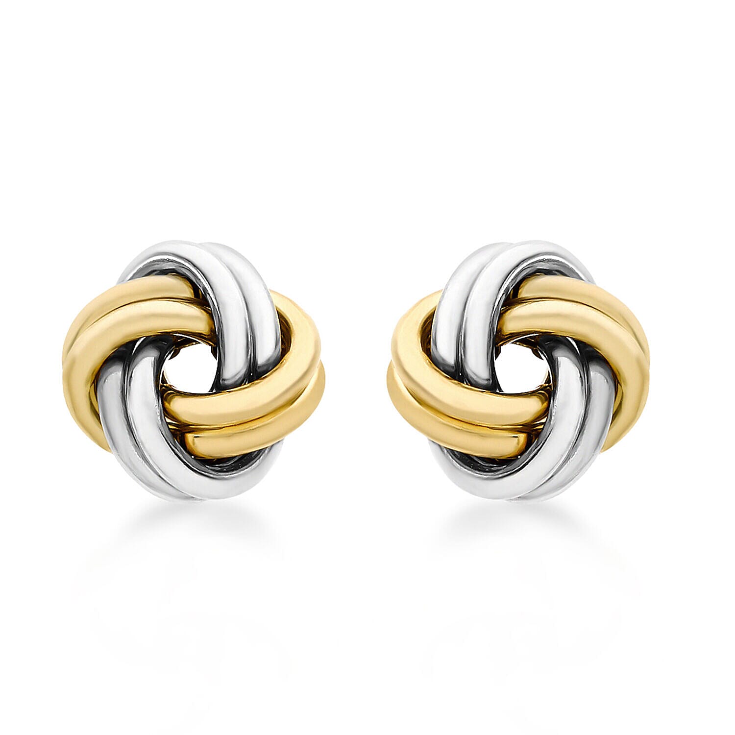 9K Two Colour Gold 10mm Knot Stud Earrings 7341454 0