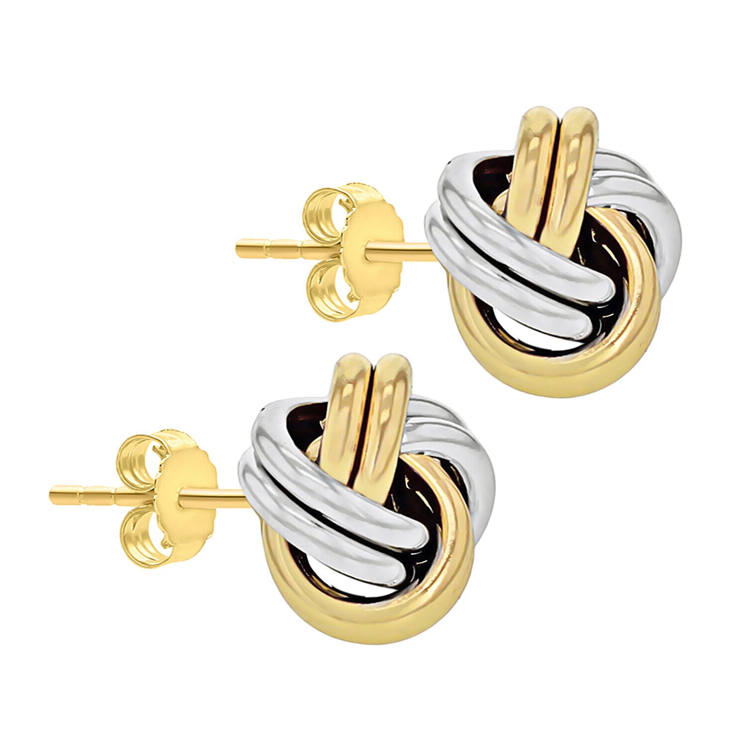 9K Two Colour Gold 10mm Knot Stud Earrings 7341454 1