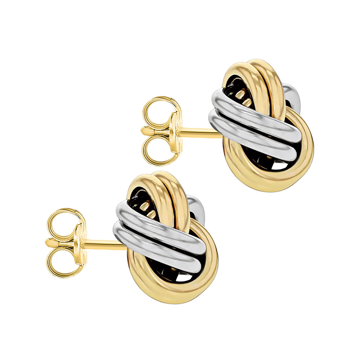 9K Two Colour Gold 10mm Knot Stud Earrings 7341454 2