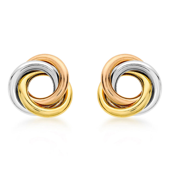 9K Three Colour Gold 12mm Knot Stud Earrings 7344343 1