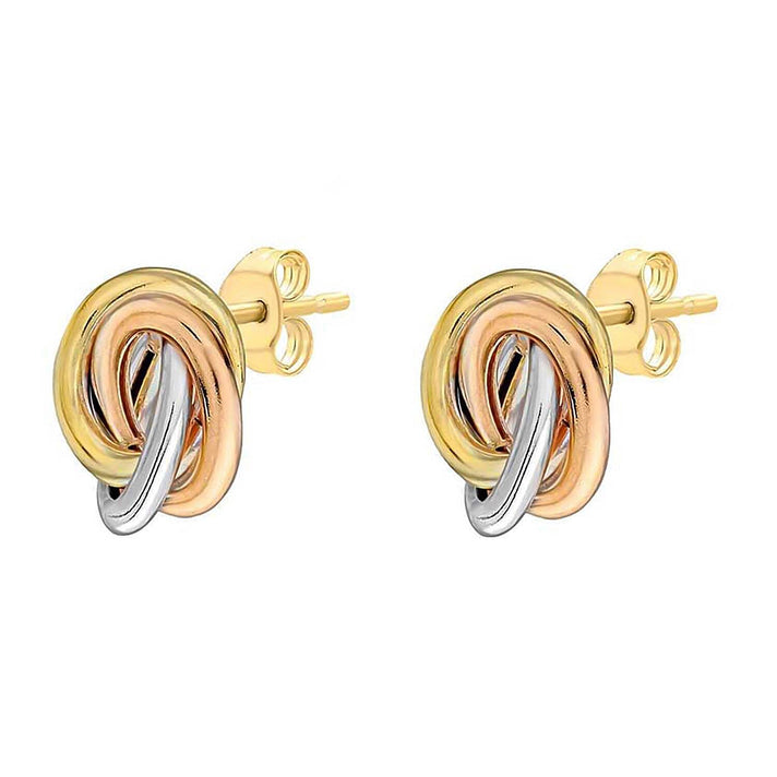 9K Three Colour Gold 12mm Knot Stud Earrings 7344343 2
