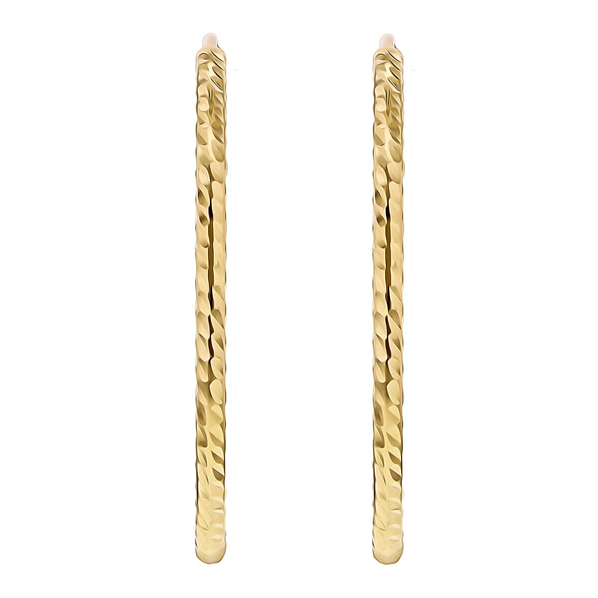 9K Yellow Gold Diamond Cut Faceted 1.5mm x 30mm Creole Earrings 7337794 2