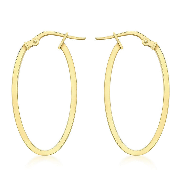 9K Yellow Gold 14mm x 30mm Oval Creole Earrings 7337864 1