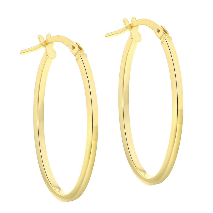 9K Yellow Gold 14mm x 30mm Oval Creole Earrings 7337864 2