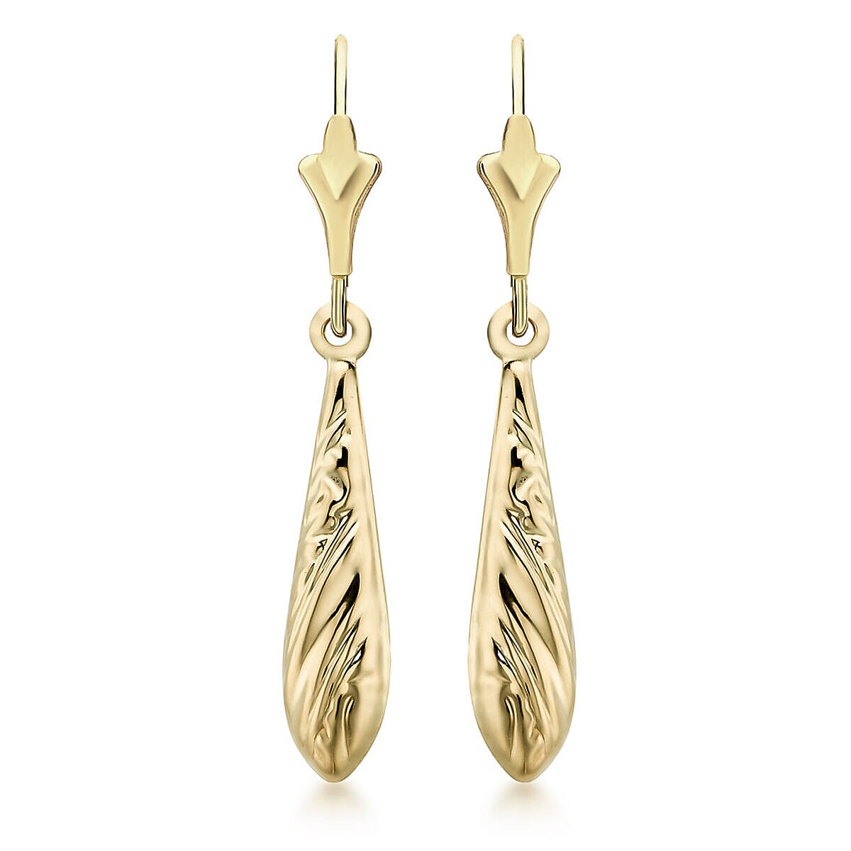 9K Yellow Gold 5mm x 29mm Drop Earrings 7338609 0