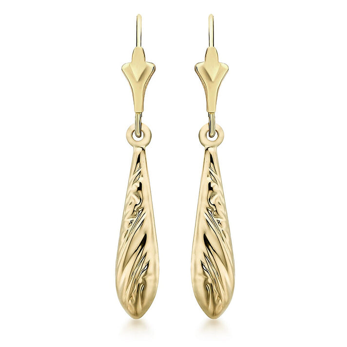 9K Yellow Gold 5mm x 29mm Drop Earrings 7338609 1