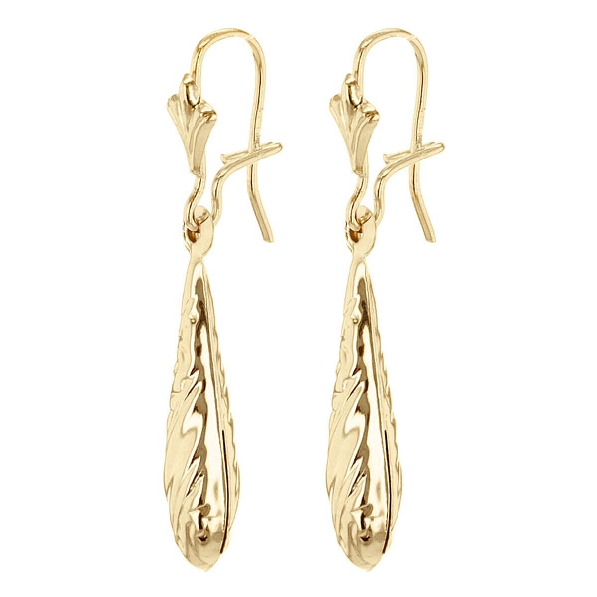 9K Yellow Gold 5mm x 29mm Drop Earrings 7338609 1