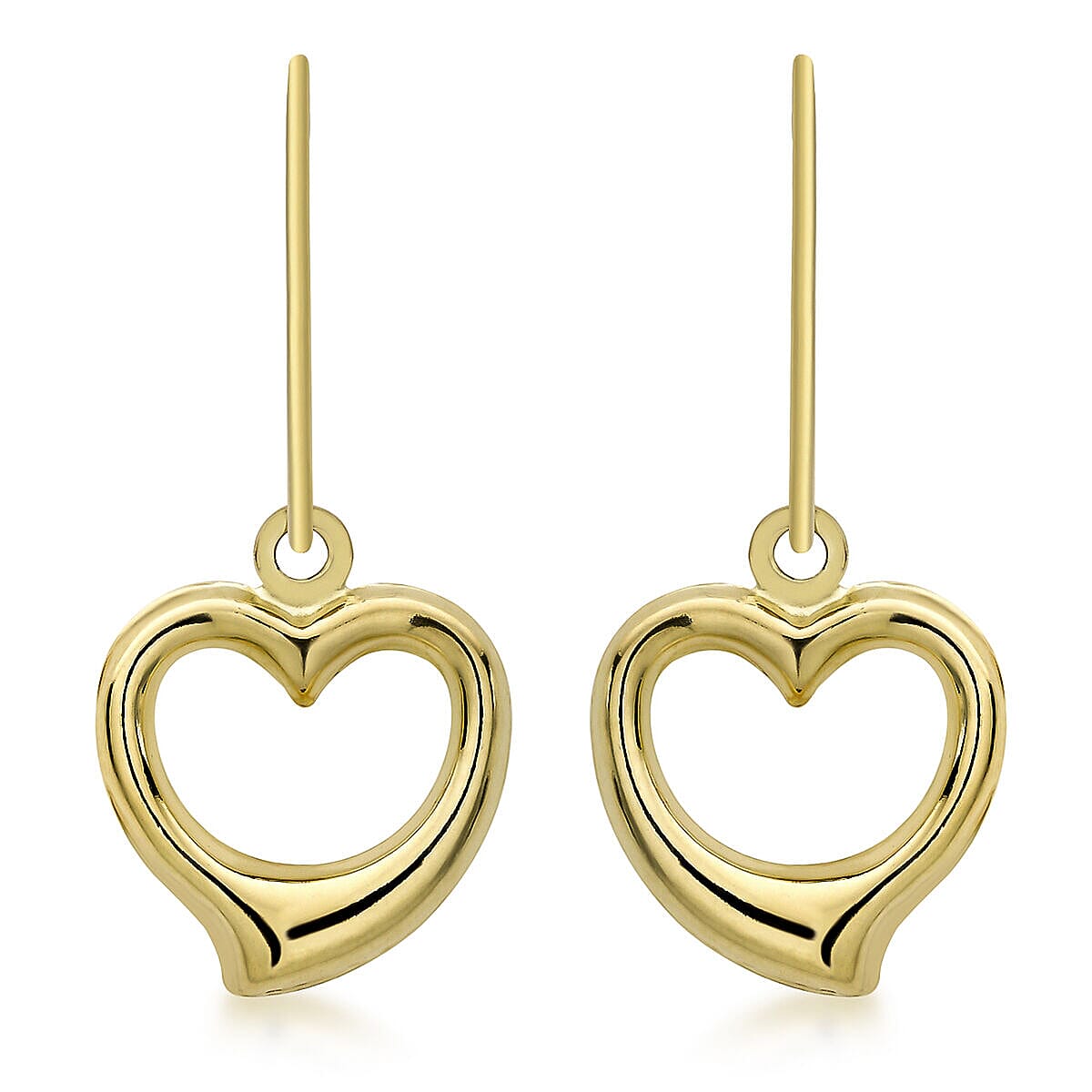 9K Yellow Gold 12mm x 28mm Heart Drop Earrings 7341057 0