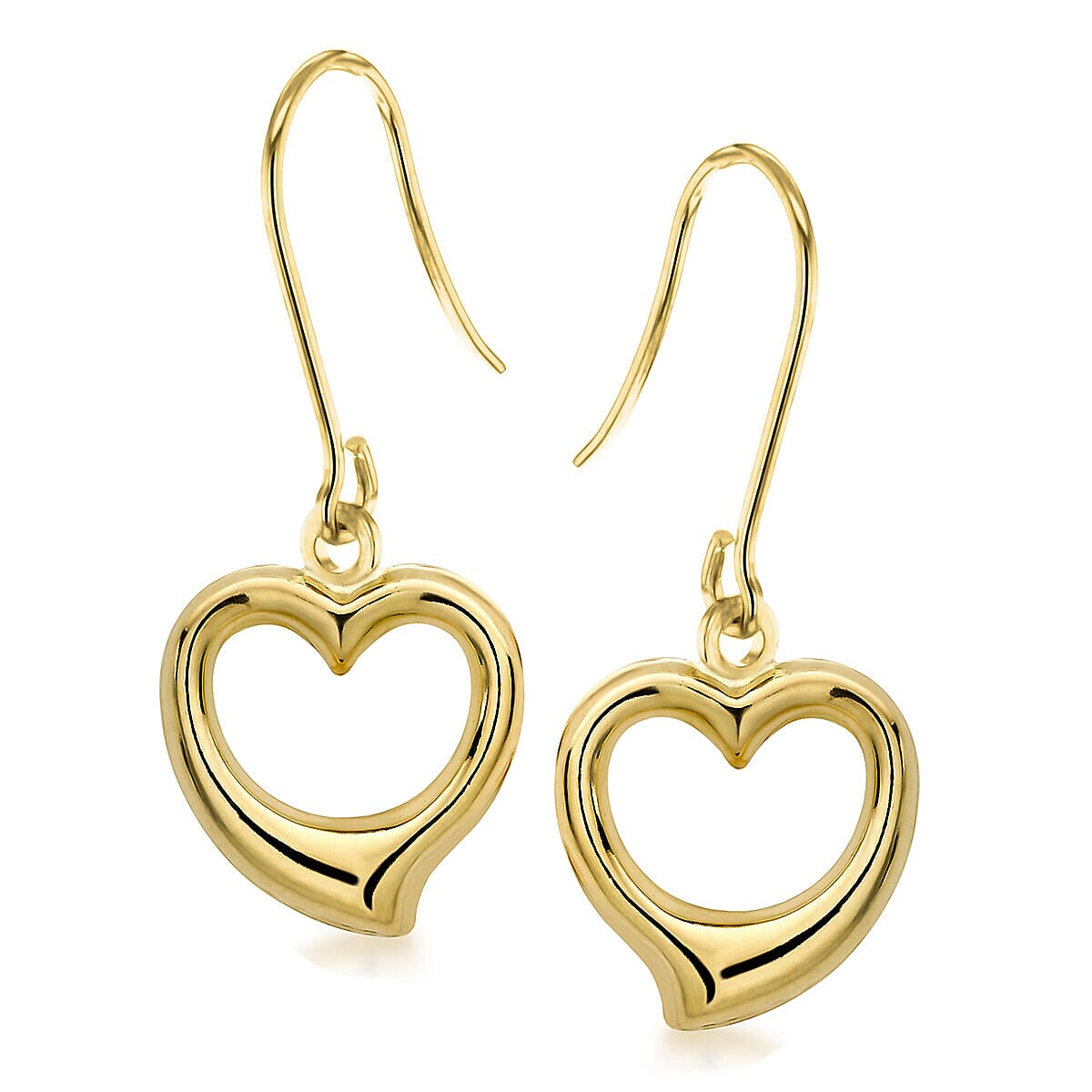 9K Yellow Gold 12mm x 28mm Heart Drop Earrings 7341057 1