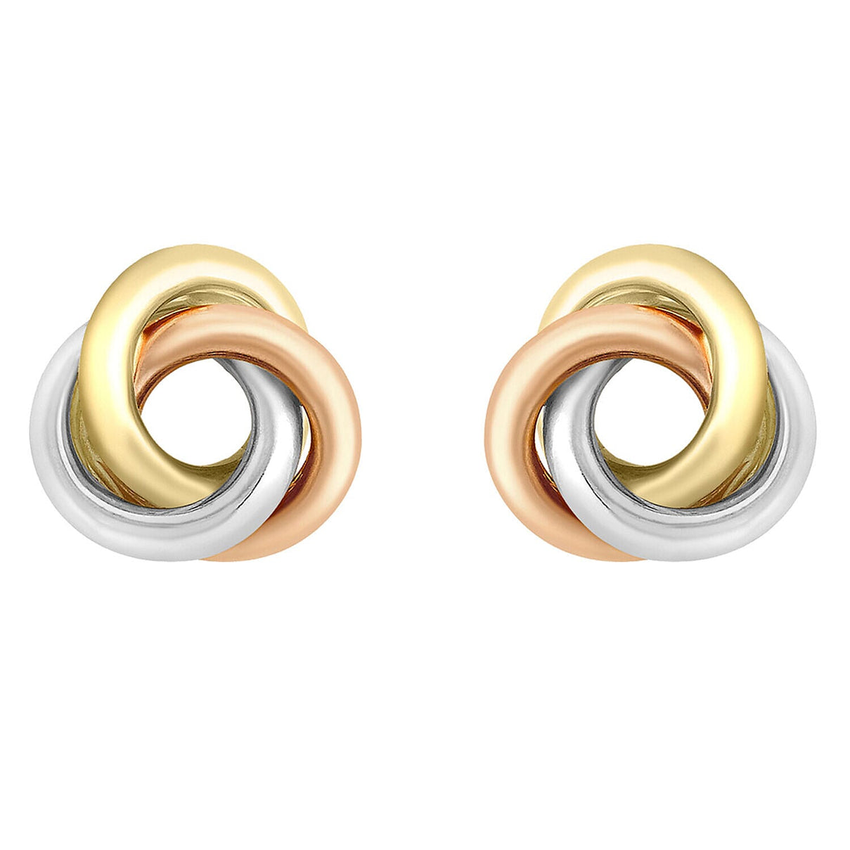 9K Three Colour Gold 8mm Knot Stud Earrings 7341458 0